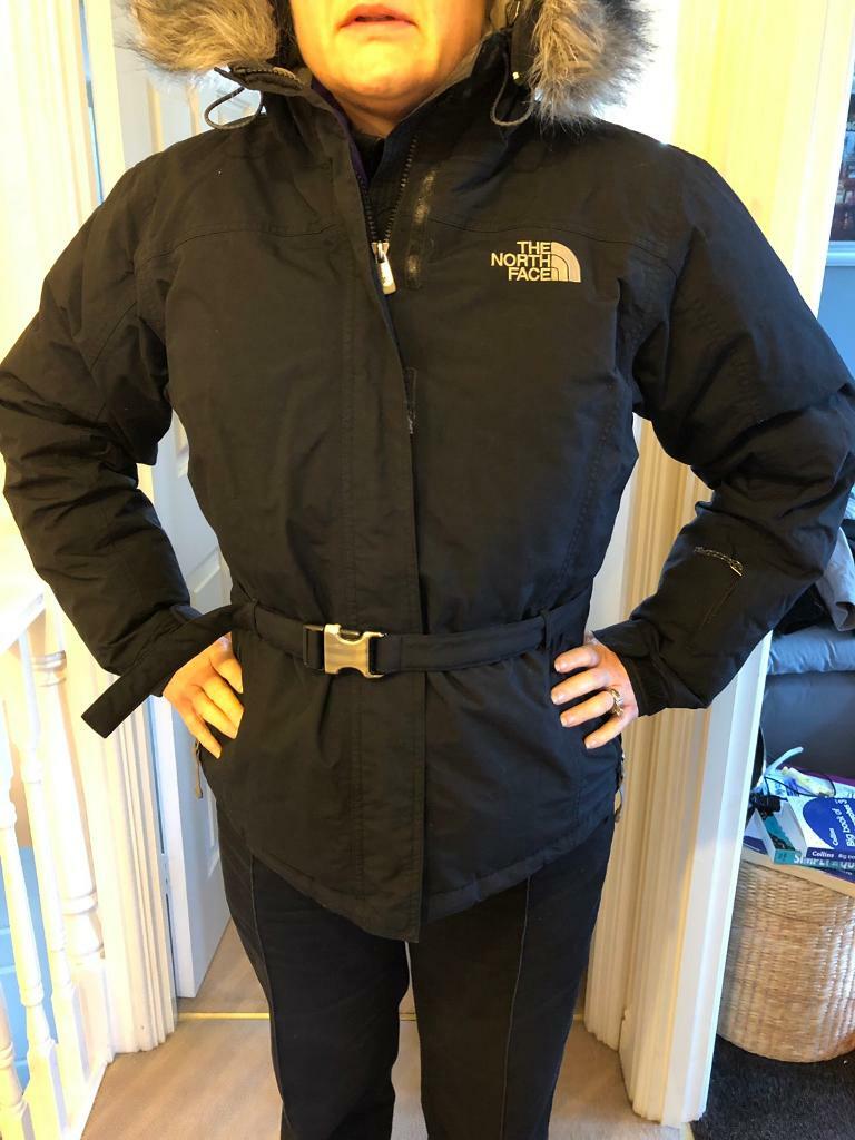 north face parka with belt